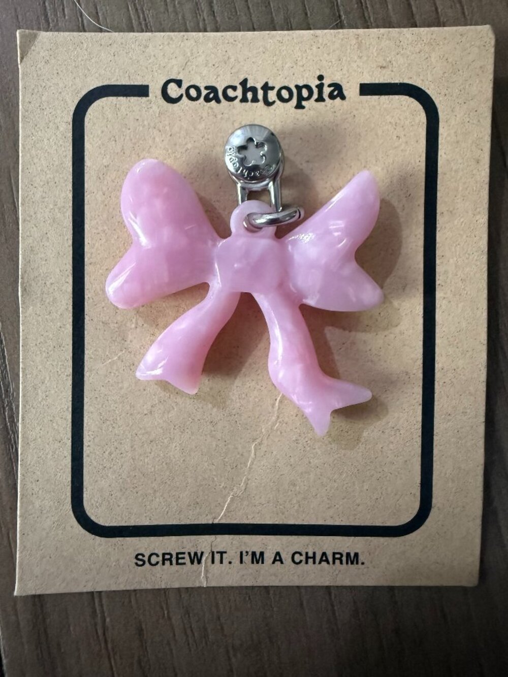 Coach Coachtopia Bow Bag Charm Pink New